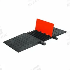 ADA Cable Protector: 5 Channels, 1 13/40 in Max Cable Dia, 50 in Wd, 1 7/8 in Ht, 20 in Lg (MPN GD5X125-ADA-O/B). Key specifications — Connection Style: Dog Bone; Material: Polyurethane; Color: Black/Orange.