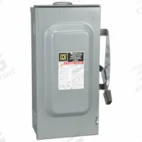 SQUARE D Safety Switch: Non-Fusible, 100 A, Three Phase, 240V AC, Galvanized Steel, Indoor/Outdoor (MPN DU323RB). Key specifications — attr867131: SQUARE D.