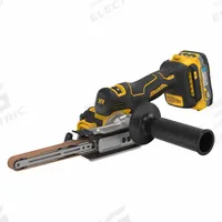 DEWALT Cordless Band File: 20V MAX, Battery Included, 1/2 in Belt Wd, 18 in Belt Lg, 104° Rotation (MPN DCM200E1). Key specifications — attr663644: Band File Kit; attr663651: Cordless; attr663658: Battery Included; attr663659: DCBP034; attr667650: DCB107; attr663657: 20V MAX; attr663654: (1) Charger; attr663656: 1.7 Ah.