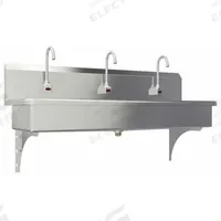 SANI-LAV Wash Station: 3 Stations, 8 in Bowl Dp, 57 in Bowl Lg, 16 1/2 in Bowl Wd, Faucet Included (MPN 56WBL). Key specifications — Includes Side Splash: Side Splash Not Included; Series: Stainless Steel Wash-Station; Brand: SANI-LAV; Power Source: Battery Powered.