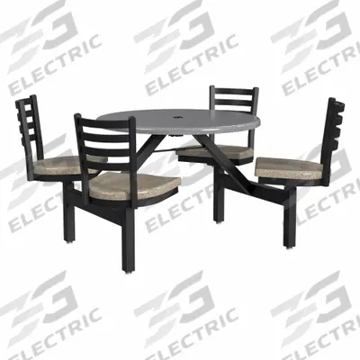 PALMER HAMILTON Picnic Table: Fiberglass, Durable Fiberglass Finish, Gray - Round Picnic Tables