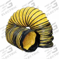 AMERIC Ventilation Duct: 8 in Dia, 25 ft Lg, For Use With VAF1500A, Yellow, PVC Coated Polyester (MPN AM-DS0825). Key specifications — Material: PVC Coated Polyester; Standards: NFPA 701; Color: Yellow; For Use With: VAF1500A; Includes: (2) Cuffs; Conductive Material Construction: No; Brand: AMERIC.