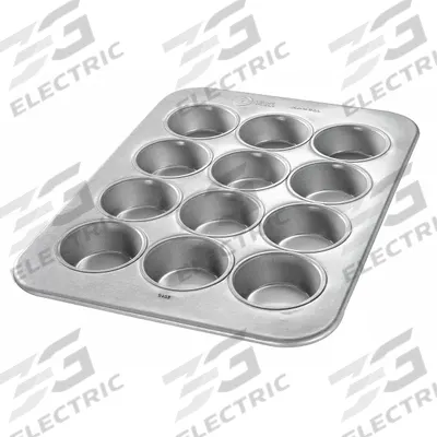 CHICAGO METALLIC Large Muffin Pan: Aluminized Steel, 12 Slots, 12 7/8 in Overall Wd - Cupcake & Muffin Pans