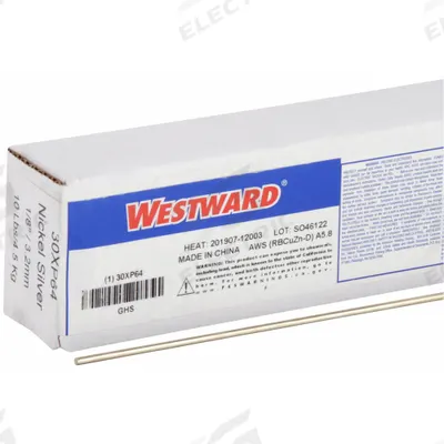 WESTWARD Brazing Alloy: Nickel Silver, 0%, RBCuZn-D, 1/8 in x 36 in - Nickel-Silver Brazing Alloys