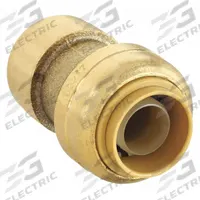 SHARKBITE Push-Fit Coupling Fitting: Straight, 3/8 in OD x 1/2 in OD Size, Brass, Coupling/Reducer (MPN U009LF). Key specifications — Brand: SHARKBITE.