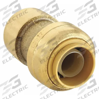 SHARKBITE Push-Fit Coupling Fitting: Straight, 3/8 in OD x 1/2 in OD Size, Brass - Standard Brass Push-to-Connect Tube Fittings