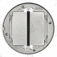HUBBELL WIRING DEVICE-KELLEMS Floor Box Cover and Tile Flange: Round, Black, Aluminum, Smooth (MPN S1TFCAL). Key specifications — attr211014: HUBBELL WIRING DEVICE-KELLEMS; attr1046648: Black; attr1046653: Round; attr1046654: Smooth; attr1046660: Aluminum.