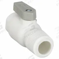 PARKER Manual Two-Way Ball Valve: 1/2 in, Polypropylene, Straight, Push x MNPT, One-Piece, Lever (MPN LFPP6VMC8). Key specifications — Brand: PARKER; Handle: Lever.