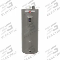 RHEEM Electric Water Heater: 240V, 50 gal, 5 kW, Single Phase, 48 in Ht, 25 gph @ 90°F Rise (MPN PROPE50 M2 RH92 CS /701384). Key specifications — Phase: Single; Brand: RHEEM; Maximum Recovery Flow Rate: 25 gph @ 90°F Rise.