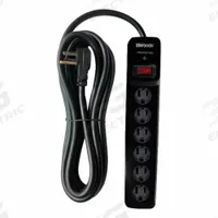 WOODS Surge Protector: 4 Outlets, 4 ft Cord Lg, 1,180 J Rated Energy, 15 A Current, Black, 5-15P (MPN 41515). Key specifications — Brand: WOODS; Mounting Style: Keyhole.