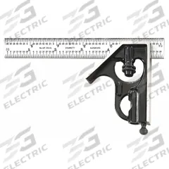 STARRETT Combination Square: SAE, Steel, Satin, 6 in Blade Lg, 1/64 in Graduations (MPN C33H-6-4R). Key specifications — attr1182179: Square; attr1182186: 1/64 in; attr1182189: Satin; attr1182159: STARRETT; attr1182169: Steel.