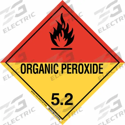 BRADY Container Placard: ORGANIX PEROXIDE/5.2, 10 3/4 in x 10 3/4 in - Class 5: Oxidizing Agents & Organic Peroxides