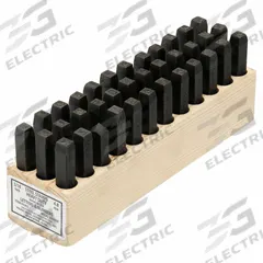 YOUNG BROS. STAMP WORKS Hand Stamp Kit: 3/16 in Character Ht, 2 3/4 in Shank Lg, Steel, Sharp-Face (MPN 05363). Key specifications — Material: Steel; Brand: YOUNG BROS. STAMP WORKS; Characters Included: Period (.).