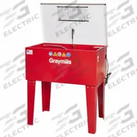 GRAYMILLS Solvent Parts Washer: For Solvent-Based Solution Base Type, Soak, Steel, 33°F Min Op Temp (MPN PL364-A). Key specifications — Voltage: 120V AC; Brand: GRAYMILLS; Series: Handi-Kleen; Includes: Work Shelf; Standards: UL1204 Certified; Cleaning Method: Soak; Tank Material: Steel; For Solution Base Type: Solvent-Based.