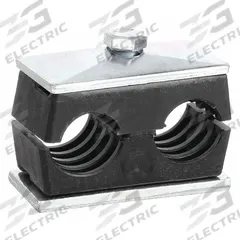 BEHRINGER PIPE SYSTEMS Vibration-Dampening Beta Clamp: Ribbed Bore, Steel Clamp, For 2 Lines (MPN TW5125-PP)