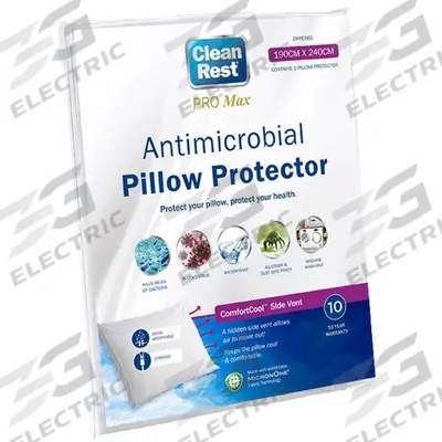 CLEANREST Pillow Protector: Queen, 28 in Overall Lg, 20 in Overall Wd, White, Polyester - Pillow Encasements