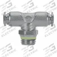 AIGNEP USA Push-Fit Tee Fitting: 5/32 in OD x 5/32 in OD x 1/8 in Pipe Size, Stainless Steel, Silver (MPN 60210-4-1/8). Key specifications — Brand: AIGNEP USA.