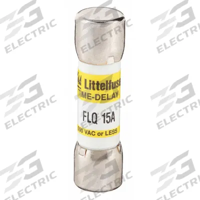 LITTELFUSE Fuse: FLQ Series, Midget, Time-Delay, 15 A, 500 V AC, 300 V DC - Time-Delay Cylindrical Fuses