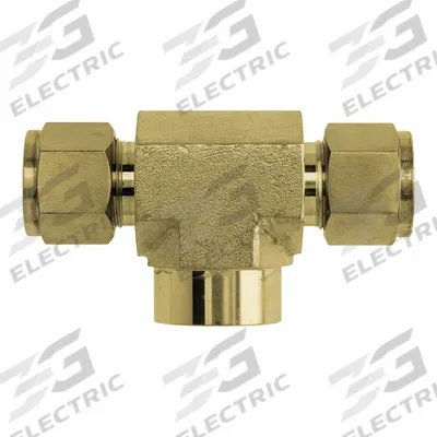 BRENNAN INDUSTRIES Compression Tee Fitting: 1/4 in OD x 1/4 in OD x 1/4 in Pipe Size - Clean & Bagged Double-Ferrule Brass Compression Fittings