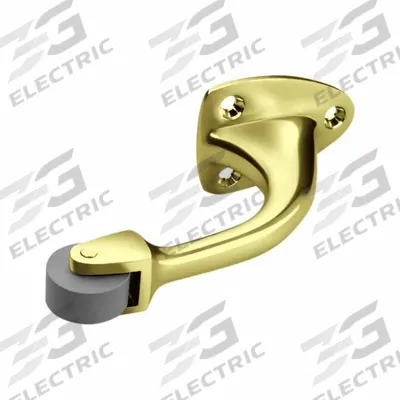 ROCKWOOD Curved Roller Stop: Door - Mounted, 2 3/4 in Wd, 1 5/8 in Overall Ht - Standard Door Stops