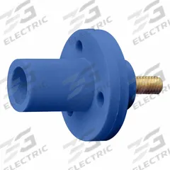 Single Pole Receptacle: Blue, Straight Taper Nose Mating, Threaded Stud Termination, 600V AC/600V DC (MPN 15R21-1UB). Key specifications — Series: 15; Receptacle Gender: Male; Brand: LEVITON.