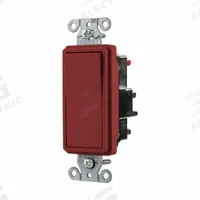 HUBBELL Wall Switch: Rocker Switch, 3-Way, Maintained, Red, 120/277V AC, 20 A (MPN DS320STR). Key specifications — Illuminated: No; Voltage Rating: 120/277V AC.