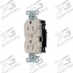HUBBELL Receptacle: Duplex, 5-15, Light Almond, 125V AC, 15 A, 2 Pole / 3 Wire (MPN 5252STLA)