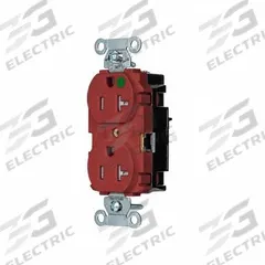 HUBBELL Receptacle: Hospital Grade, Duplex, 5-20R, Red, 125V AC, 20 A, 2 Pole / 3 Wire (MPN 8300STRTR)