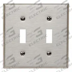 LEVITON Wall Plate: Toggle, 2 Gang, Silver, Std Size (MPN 84009). Key specifications — Brand: LEVITON; Material: Stainless Steel.