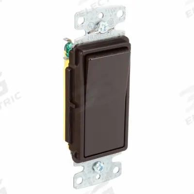 BRYANT Wall Switch: Rocker Switch, Single Pole, Maintained, Brown, 120V AC - Rocker Wall Switches