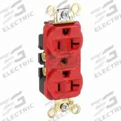 HUBBELL Receptacle: Duplex, 5-20, Red, 125V AC, 20 A, 2 Pole / 3 Wire (MPN HBL5352R)