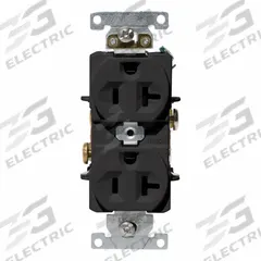LEVITON Duplex Receptacle/Oultet, 20 Amp: Duplex, 5-20, Black, 125V AC, 20 A, 2 Pole / 3 Wire (MPN C5362-E)