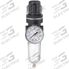 SPEEDAIRE Filter-Regulator: Miniature Series, 1/4 in NPT, 14 cfm, 5 micron, 5 psi to 125 psi, Zinc (MPN 4ZK76). Key specifications — attr109419: SPEEDAIRE; attr109429: Zinc; attr109463: Yes; attr109467: Rubber; attr109468: Miniature.