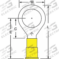 3M Ring Terminal: Yellow, Vinyl Insulation, 1/2 in Stud Size, 12 AWG to 10 AWG Wire Sizes, 600 V (MPN MV10-12RK). Key specifications — attr1308027: 3M; attr1356513: MV10.