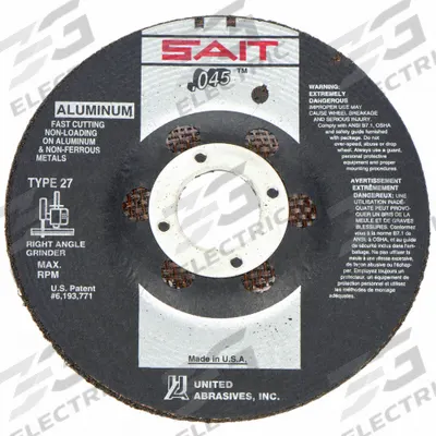 UNITED ABRASIVES-SAIT Depressed Center Cut-Off Wheel: Type 27, 5" x 0.045" x 7/8", Aluminum Oxide - General Purpose Cut-Off Wheels for Soft Metals