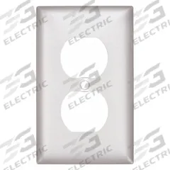 HUBBELL Wall Plate: Duplex Outlet, 1 Gang, Silver, Std Size (MPN SA8). Key specifications — Brand: HUBBELL; Material: Aluminum.