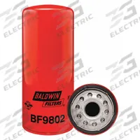 BALDWIN FILTERS Fuel Filter: Spin-On, 4 1/4 in Outside Dia, M32 x 1.50 Thread Size, Cellulose, MTU (MPN BF9802). Key specifications — attr434022: BALDWIN FILTERS; attr427730: Cellulose; attr427731: Integral Gasket; attr1017112: Trucks; attr1017113: MTU.