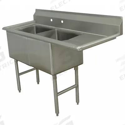 ADVANCE TABCO Scullery Sink: 2 Bowls, 43 in Overall Ht, 56 1/2 in Overall Lg - Two-Bowl Freestanding Kitchen & Bar Sinks without Faucets