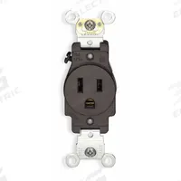 LEVITON Receptacle: Single, 5-15, Brown, 125V AC, 15 A, 2 Pole / 3 Wire (MPN 5261)