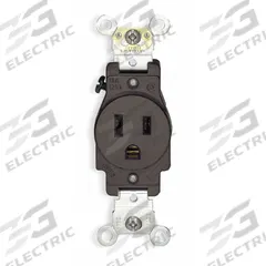 LEVITON Receptacle: Single, 5-15, Brown, 125V AC, 15 A, 2 Pole / 3 Wire (MPN 5261)