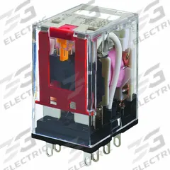 OMRON Plastic Sealed Relays: Socket Mounted, 1 A Current Rating, 220/240V AC, 4PDT, G Socket (MPN MYQ4 AC220/240). Key specifications — Brand: OMRON; Base Type: Square; Mounting Style: Socket; Pin Shape: Flat; Electrical Connection: Plug-In; Manufacturer Part Number: MYQ4 AC220/240; Operating Current: 0.5 A at 220V AC (Inductive Load); Series: MY Series.