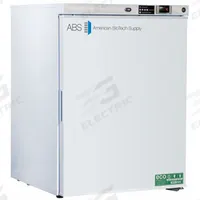 AMERICAN BIOTECH SUPPLY Lab Refrigerator: 5.2 cu ft, Undercounter, 1°C to 10°C, 24 in Overall Dp (MPN ABT-HC-UCFS-0504). Key specifications — Door Opening Style: Right; Color: White; Alarm Type: Temperature; Manufacturer Part Number: ABT-HC-UCFS-0504; Brand: AMERICAN BIOTECH SUPPLY; Product Type: Lab Refrigerator; Door Type: Swing Solid; Refrigerant Type: R-600a.