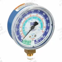 YELLOW JACKET Low Side Gauge: Low Side Gauge, 0 psi to 120 psi, Non-Liquid Filled, 2 1/2 in Dia (MPN 49052). Key specifications — Brand: YELLOW JACKET; Accuracy: ± 3-2-3%; Color: Blue; Calibration Certificate Type: NIST; For Refrigerant Type: R-507.