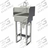 SANI-LAV Wash Station: 43 1/2 in Overall Ht, 17 in Bowl Lg, 7 in Bowl Dp, 2 gpm Flow Rate, 16 ga (MPN 727FK2). Key specifications — Includes Side Splash: Side Splash Not Included; Brand: SANI-LAV.