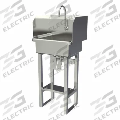 SANI-LAV Wash Station: 43 1/2 in Overall Ht, 17 in Bowl Lg, 7 in Bowl Dp, 2 gpm Flow Rate - One-Station Freestanding Hand Sinks with Faucets