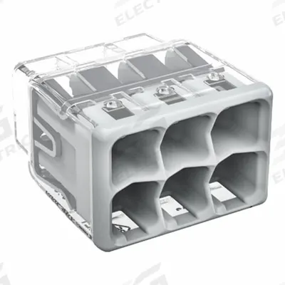 WAGO Push-In Wire Connector: 2773 Series, 6 Port, 20 AWG – 12 AWG Solid Wire Size Range - Push-In Connectors