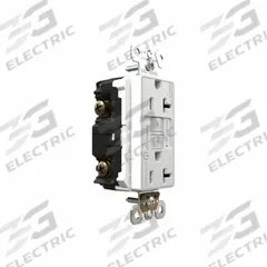 PASS & SEYMOUR Duplex GFCI Receptacle: Duplex, 5-20, White, GFCI, 125V AC, 20 A, 2 Pole / 3 Wire (MPN 2097TRCDW). Key specifications — Brand: PASS & SEYMOUR.
