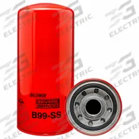 BALDWIN FILTERS Oil Filter: B99-SS, 1 1/2"-16 Thread Size, 12 1/8 in Overall Ht, Oil, Demag, Spin-On. Key specifications — Baldwin Interchange: B99-SS; Brand: BALDWIN FILTERS; Compatible Vehicle Make: Demag; Includes: Integral Gasket; Media Material: Cellulose.