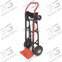 DAYTON Convertible Hand Truck: 600 lb, Dual-Handle, Black/Red, Nylon Polymer, Pneumatic (MPN 4ZJ32). Key specifications — Brand: DAYTON.