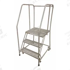 COTTERMAN Rolling Ladder: 2.5 ft Platform Ht, Assembled, Steel, Wt-Actuated Auto-Lock, Serrated (MPN 1003R2630A3E30B3C1P6). Key specifications — Includes Handrails: Handrails Included; Material: Steel; Brand: COTTERMAN; Color: Gray.
